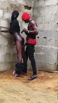 Ebony Slime Waist Got Smashed on the Wall of an Uncompleted Building Doggy