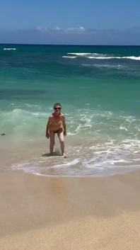 Leaving the Ocean at Polo Beach, North Shore Oahu, Hawaii