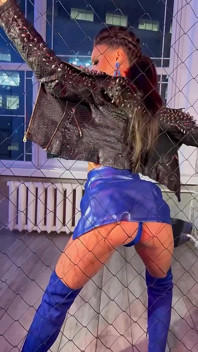 Night Monika Fox in Blue Near the Net