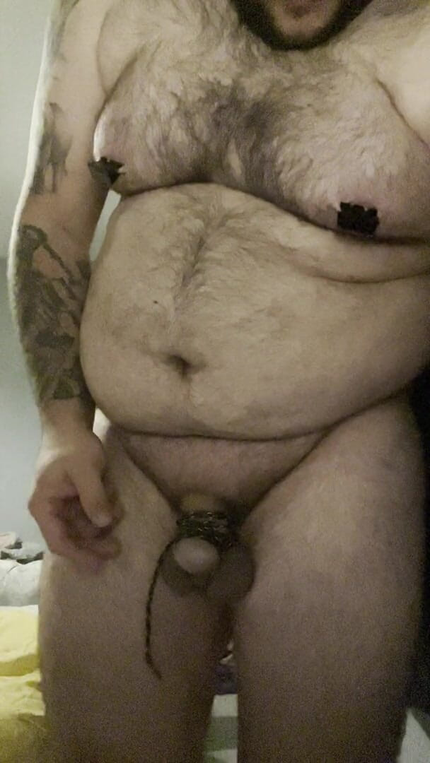 Extreme Cock Bondage Covers with a Sock with Nipple Clamps (Selfbound)