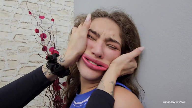 MF Dominance: Smashing the Stupid Teen's Face with Her Hands