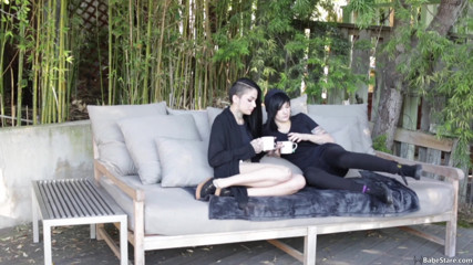 Lesbian Babe Stare: Hot tattooed lesbians eat each other's asses and pussies