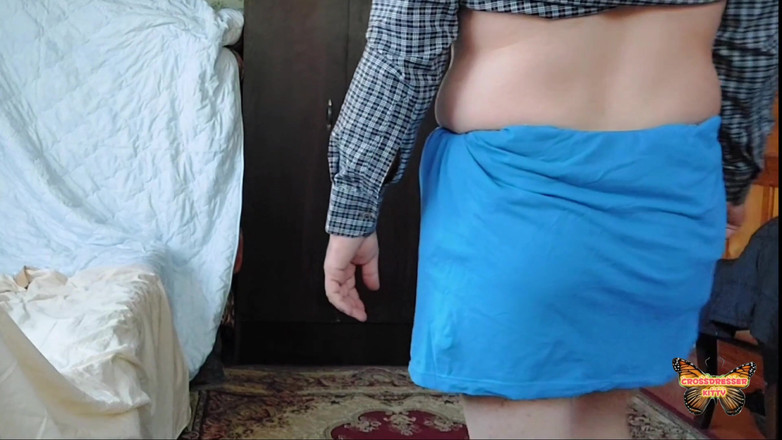 Kitty_Cross: Pojke klär sig till flicka klänning amatör BBW vit crossdresser...