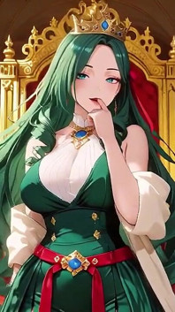 金宝座上的绿色女王！穿着丝质礼服的懒惰诱惑，下面隐藏着什么秘密？