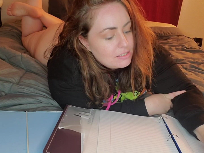 KinkyKatie: BBW Student Masturbates Instead of Doing Homework - Kinky Katie