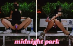 Riding Dildo in the Park at Night