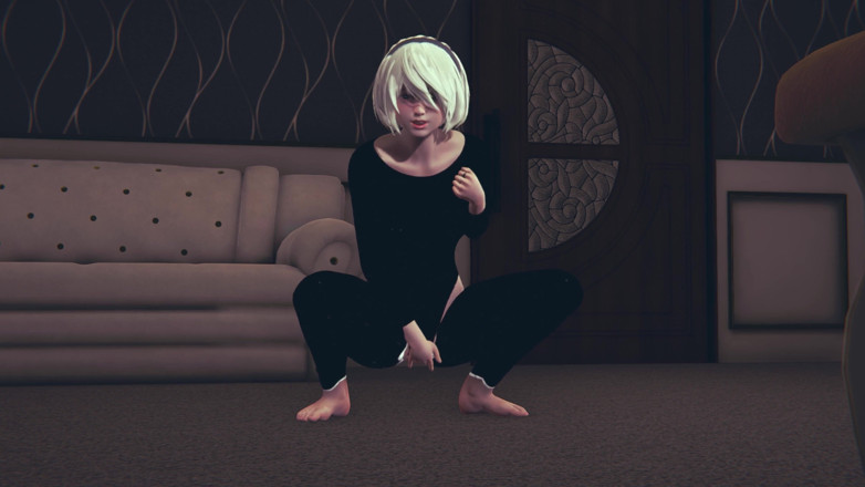 Waifu club 3D: 2B moans and masturbates her pussy