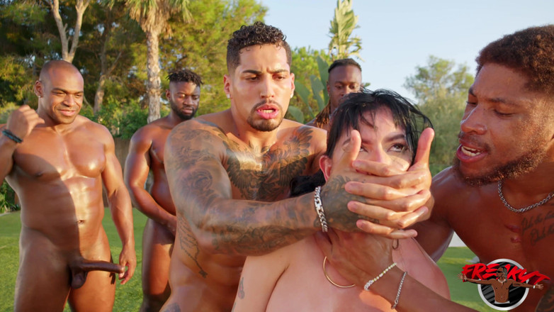 Jimmy Bud: Beautiful Colombian Gets a Double Gangbang of Africans Vs Europeans!!...