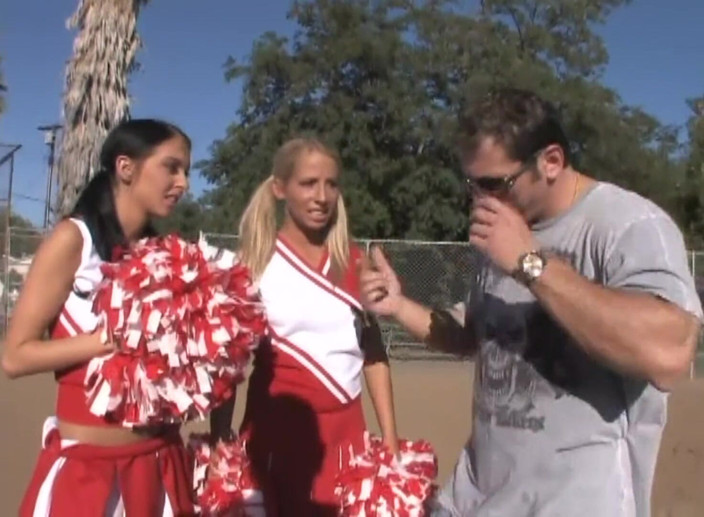 Watch Dirty Movies: Horny Cheerleader Threesome: Licking Fingering and Triple Hole Cock Pounding