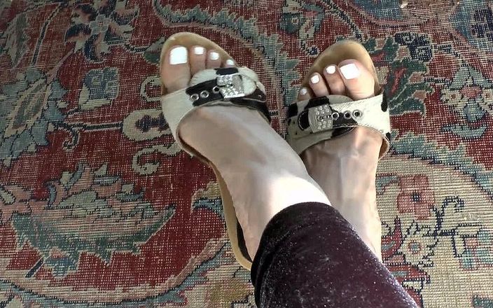 Lady Victoria Valente: White Toenails in Wooden Mules