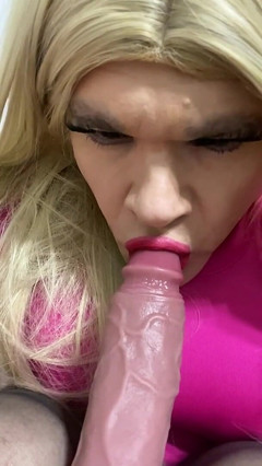 Sexy Crossdresser Leaking Cum on Dildo Then Sucks It