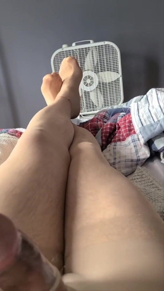 Nyronic: Cumshot tiny cock in condom, tan pantyhose