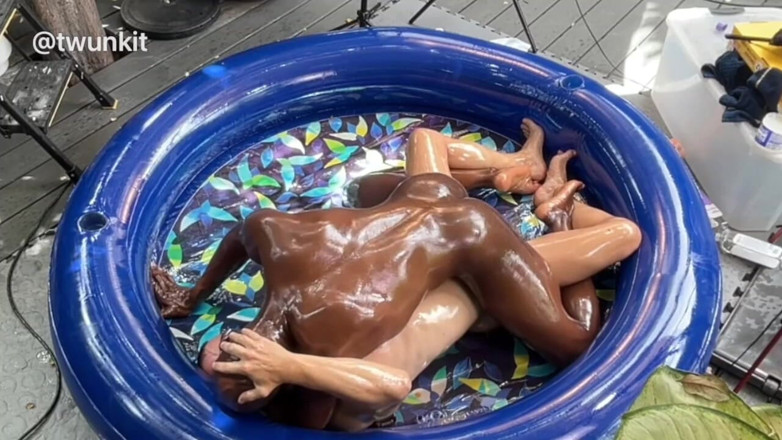 twunkitXXX: Interracial Bareback Oil Wrestling &amp; Fucking