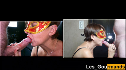 Les Gourmands: Milf enmascarada hace una mamada y se traga el semen...