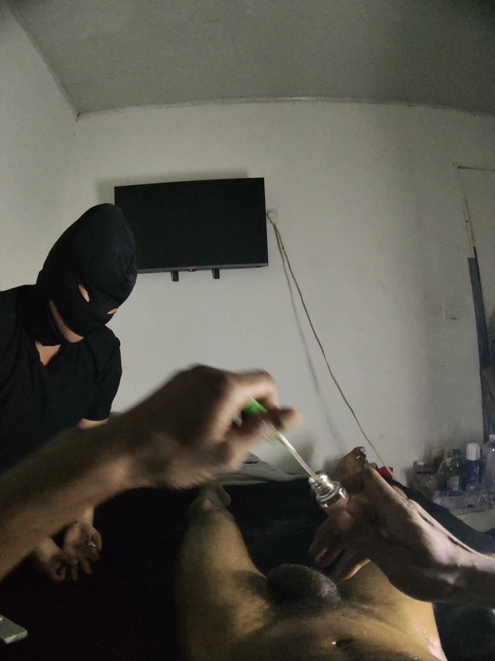 Cum-lobian dickdrainers: Mască neagră pentru campion în gât