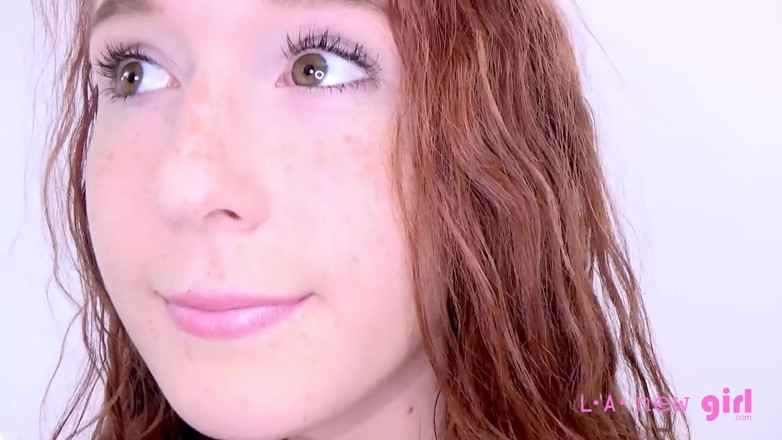 L.A. New Girl: Freckled redhead amateur fucks thick cock for a big cumshot...