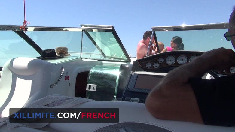 French girls at work: Anal sex on a yacht with busty brunette