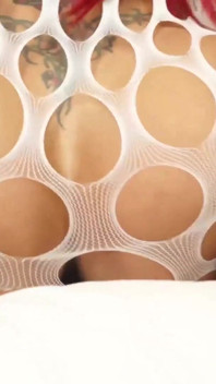 TRANSEROTICA busty trans Club Foxxy masturbates cock solo
