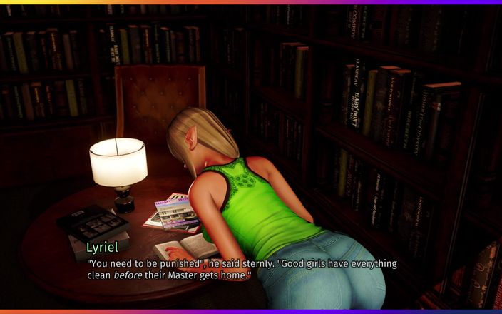 3D cartoon porn: Yarık 36'da bir ev - Thomas seks hikayesi kitabı okurken Lyriel'in vücudunu...