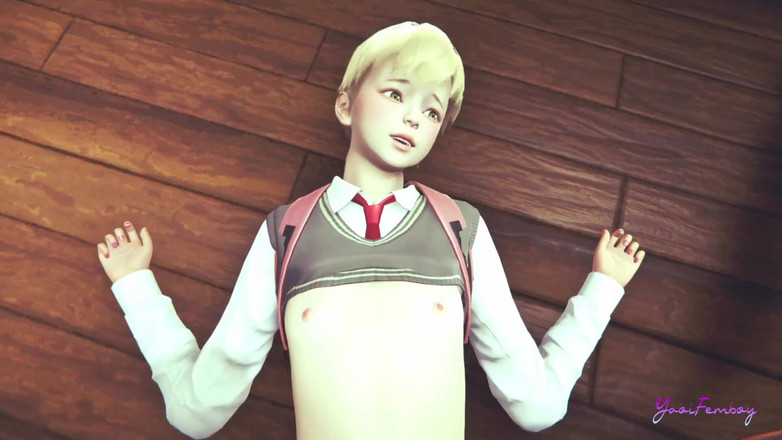 Yaoitube: Yaoi Femboy - кошечка и пасынок, минет и трахнутый в видео от первого лица