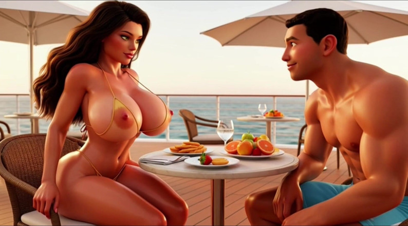My night collection: Romantik ay ışığı altında lüks okyanus gezisinde güzel şehvetli şehvetli gece