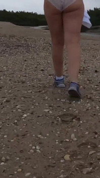 Stripping Naked and Walking on Public Beach