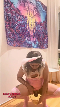 Chastity Sissy: Peeing in Bowl & Swallowing (bunny Outfit)