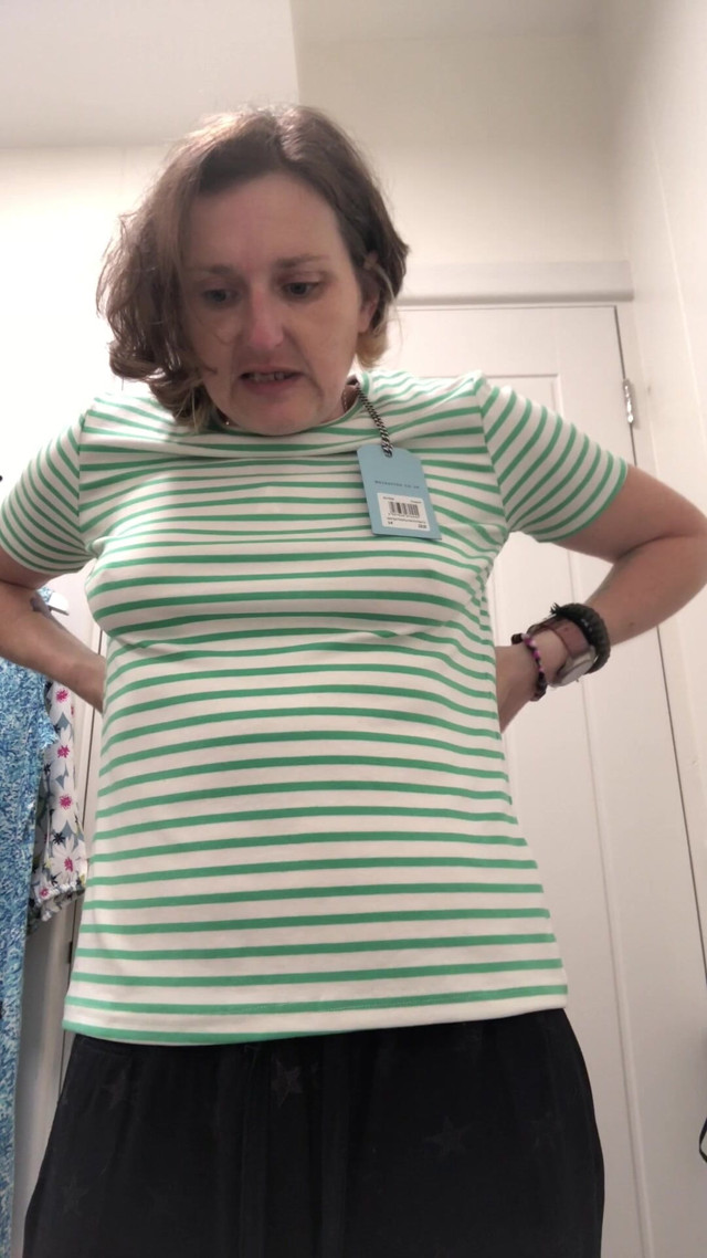 Braless, Commando, Tattooed Chick Trying on New Clothes. Part 1 of 2. (Rachel Wrigglers)