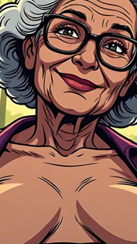 Topless cartoon-oma's