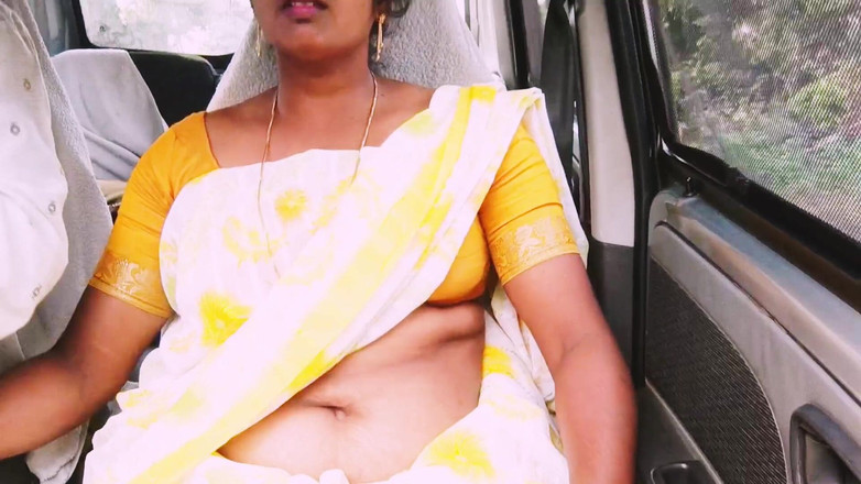 Telugu honey lips: 汽车性爱，印度纱丽女仆长时间开车与房主发生性关系，泰卢固肮脏的谈话。第3部分