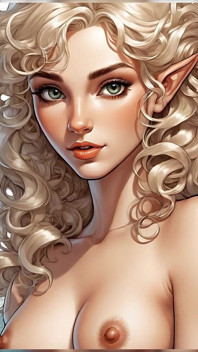 Lustrender, prezentare de imagini cu fată elfă goală - pizdă și țâțe sexy Ai Fantasy
