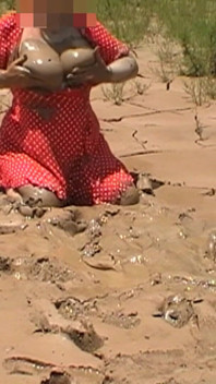 Julie Gets Messy in Mud - Huge Natural 38F Tits Swing in Wet Dirt Outside