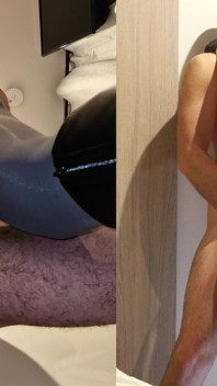 Elena Clark fickt in grauen Strumpfhosen und Stiefeln