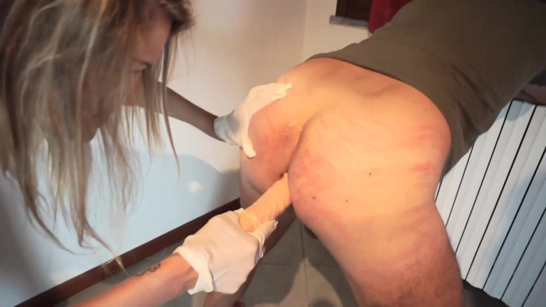 Lady Mesmeratrix Official: Femdom girl pounding his ass with gloves