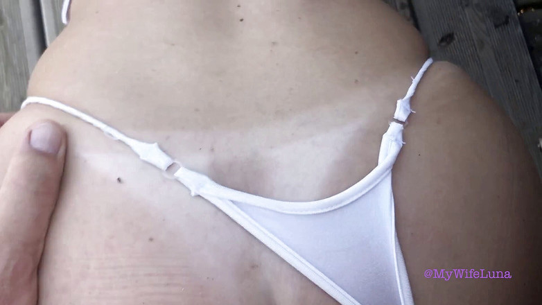 My Wife Luna: Rondborstige blondine buitenshuis geneukt