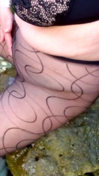 Wet play in pantyhose outside