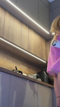Perfect Body Hot and Sexy Cute Girlfriend Wants to Stay at Home and Flashes Pussy and Ass in the Kitchen