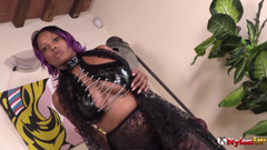 FootFetish Girls With Sex Toys and Nylons: Steamy hot Janelle pissing into a large plastic tray