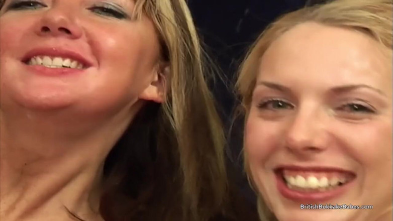 British Bukkake Babes: Спорожнення сперми в рот блондинки через воронку
