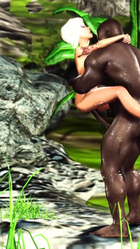 Outdoor hot sex! Big black cock fucks hard a sexy blonde in the island