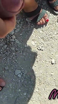 French MILF Blowjob Amateur on Nude Beach Public in Greece to Stranger with Cumshot - Misscreamy