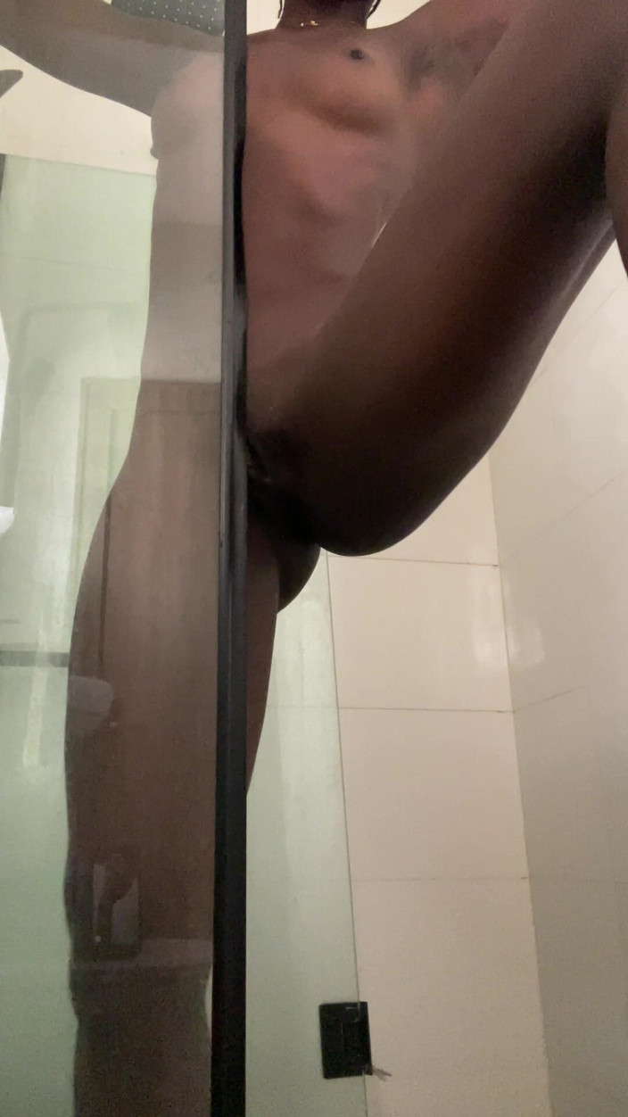 DivaHouz: Hot Ebony Teen Shower Dance Slim Ebony Soapy POV Masturbating