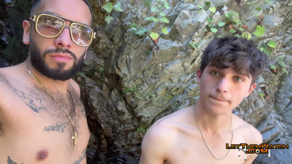 Let them watch: Tatted Gay Stepdaddy Fucks Twink Public Hiking Waterfall Fucking Caught...