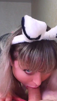 Amateur POV blowjob big cock and foot fetish - Bunny cosplay