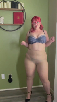 BBW in Nylons Strips Down and Jiggles Her Body
