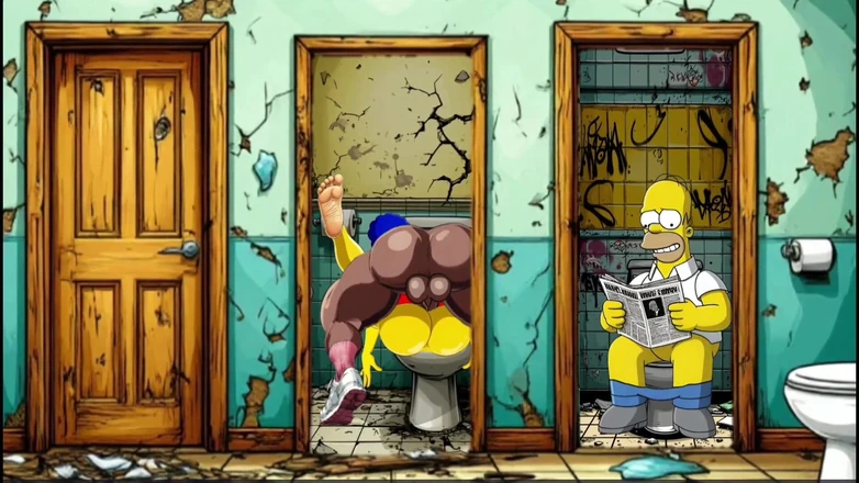 Octopussy Lovers Club: Married Housewife Gets Fucked in a Dirty Toilet. Cartoon Parody