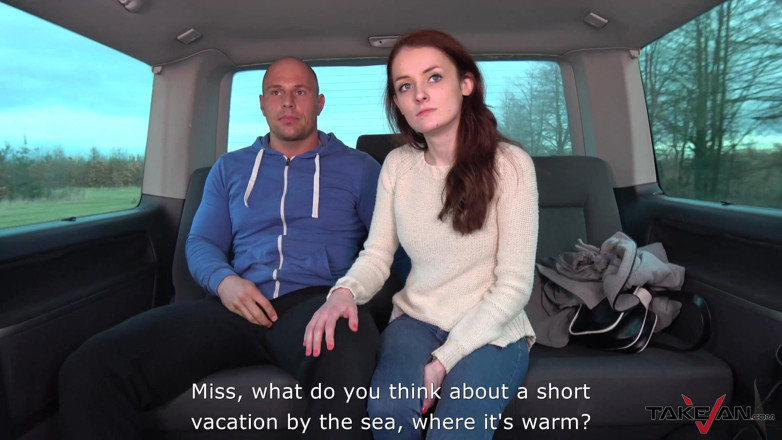Take Van: クレイジー生姜ふしだらな女は、彼女が彼女の野郎のバンで性交を指示すると考えています