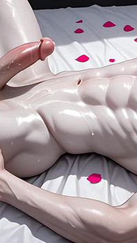 Albino Twink naoliwiona pieszczoty klatki piersiowej prowadzi do łagodnej gry kutasa