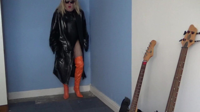 Leather Kirsten: Orange Leather Thigh Boots