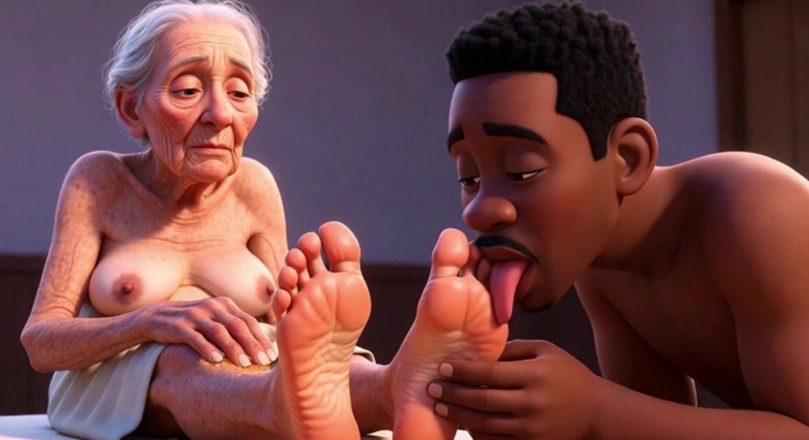 Anime Hentai: Anziana nonna che si fa oliare e leccare i piedi -...